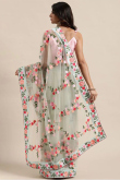 Resham Work Embroidered Net Mint Green Saree