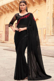 Black Satin Georgette Saree