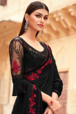Black Satin Georgette Saree
