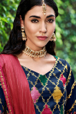 Resham Work Embroidered Silk Navy Blue Lehenga