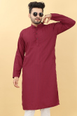 Resham Work Embroidered Viscose Light Maroon Men Kurta