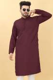 Resham Work Embroidered Viscose Light Maroon Men Kurta