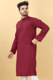 Resham Work Embroidered Viscose Light Maroon Men Kurta