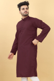 Resham Work Embroidered Viscose Light Maroon Men Kurta