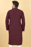 Resham Work Embroidered Viscose Light Maroon Men Kurta