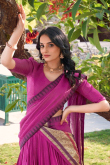 Rose Pink Cotton Weaved Flared Style Lehenga For Festival