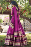 Rose Pink Cotton Weaved Flared Style Lehenga For Festival