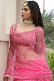 Rose Pink Georgette Bandhej Printed Lehenga