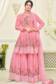 Blush Pink Georgette Frock Style Sharara Suit