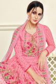 Blush Pink Georgette Frock Style Sharara Suit