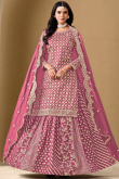 Rose Pink Silk Blend Lehenga with Woven Zari Work for Wedding Wear