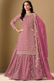 Rose Pink Silk Blend Lehenga with Woven Zari Work for Wedding Wear