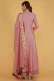 Dusty Pink Silk Plain Festive Wear Eid Trouser Suit