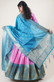 Rose Pink Weaved Zari Silk South Indian Style Lehenga 