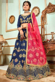 Royal Blue Bangalori Silk A- Line Wedding Wear Lehenga