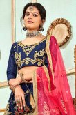 Royal Blue Bangalori Silk A- Line Wedding Wear Lehenga