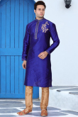 Royal Blue Banglori Silk Kurta Pajama With Zari Work