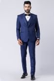 Royal Blue Contemporary Men's Poly Cotton Tuxedo Suit 