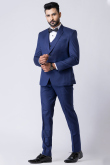 Royal Blue Contemporary Men's Poly Cotton Tuxedo Suit 