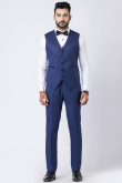 Royal Blue Contemporary Men's Poly Cotton Tuxedo Suit 