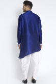 Royal Blue Dupion Silk Asymmetric Men's Dhoti Kurta 
