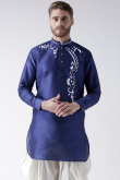 Royal Blue Dupion Silk Embroidered Men's Kurta
