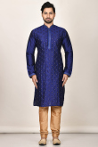 Royal Blue Dupion Silk Men Kurta with Churidar