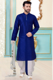 Dupion Silk Kurta with Dhoti in Royal Blue