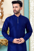 Dupion Silk Kurta with Dhoti in Royal Blue