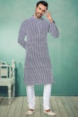 Royal Blue Georgette Churidar Men Kurta Pajama