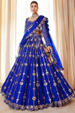 Royal Blue Georgette A Line Lehenga with Zari embroidery for Wedding & Party