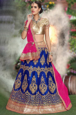 Royal Blue Net A Line Embroidered Lehenga