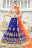 Net Royal Blue Stone Embroidered Lehenga for Wedding 