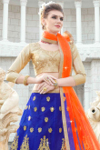 Net Royal Blue Stone Embroidered Lehenga for Wedding 