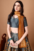 Royal Blue Silk Lehenga with Ornate Zari Panelled Work