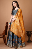 Royal Blue Silk Lehenga with Ornate Zari Panelled Work