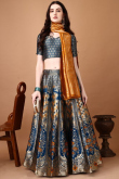 Royal Blue Silk Lehenga with Ornate Zari Panelled Work