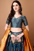 Traditional Zari Panel Lehenga in Royal Blue Silk Weave