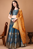 Traditional Zari Panel Lehenga in Royal Blue Silk Weave