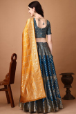 Traditional Zari Panel Lehenga in Royal Blue Silk Weave