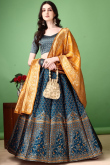 Festive Royal Blue Silk Lehenga with Classic Zari Weave