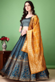Festive Royal Blue Silk Lehenga with Classic Zari Weave