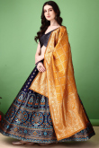 Woven Zari Panelled Lehenga in Rich Royal Blue Silk