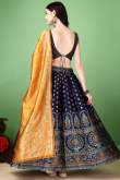 Woven Zari Panelled Lehenga in Rich Royal Blue Silk