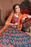 Royal Blue Soft Silk Embroidered Lehenga