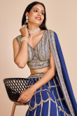 Royal Blue Zari Embroidered Georgette Panelled Style Lehenga 