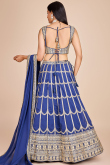 Royal Blue Zari Embroidered Georgette Panelled Style Lehenga 