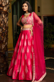 Ruby Pink Art Silk Embroidered A Line Lehenga 
