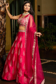 Ruby Pink Art Silk Embroidered A Line Lehenga 