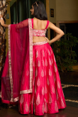Ruby Pink Art Silk Embroidered A Line Lehenga 